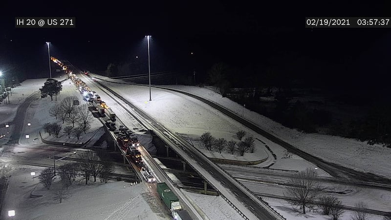 An interstate backup has had motorists stranded for more than 10 hours through Smith and Gregg...