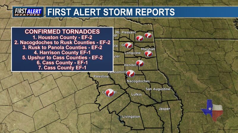 El Servicio Meteorológico Nacional informa que un total de siete tornados tocaron tierra en el...