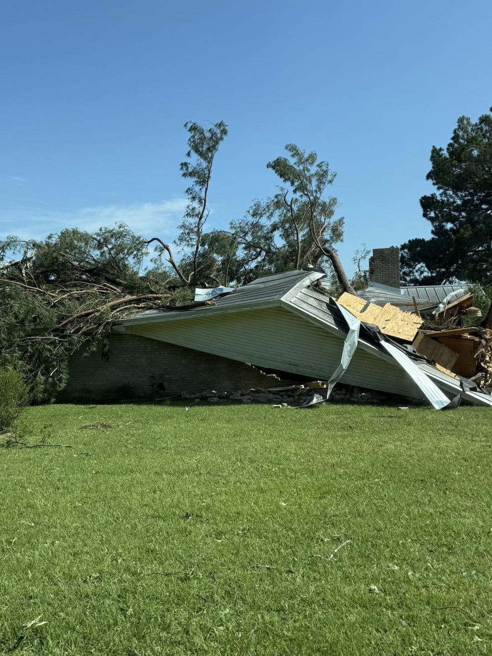 The Hawkins Fire Department shared photos of a destroyed home and blocked roads from Sunday’s...