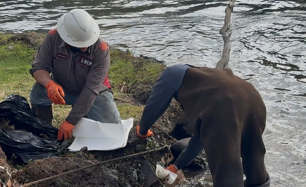 Crews are cleaning up an oil spill at Ellison Creek Reservoir following a Friday incident