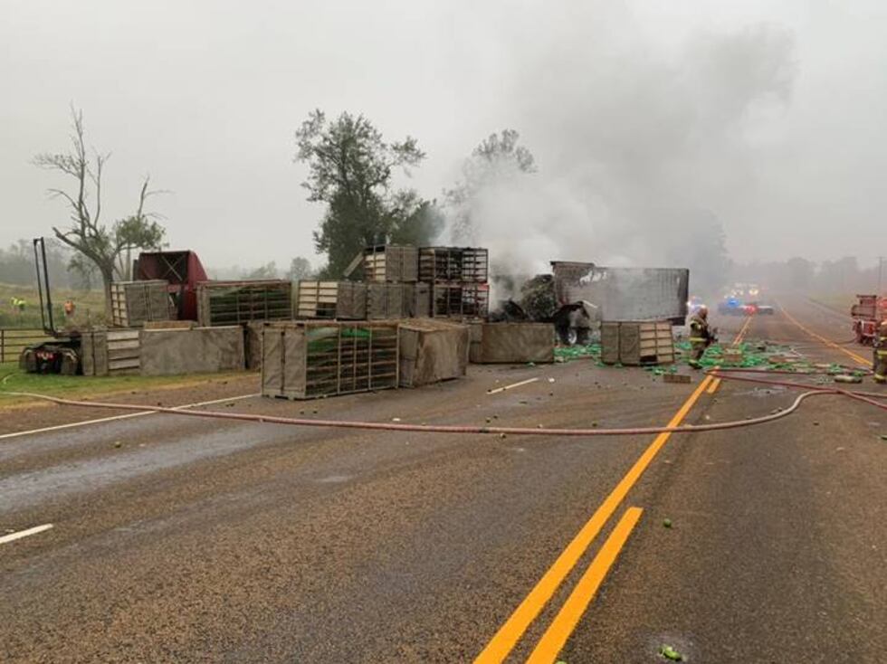 Garrison at the scene of a crash between two 18-wheelers