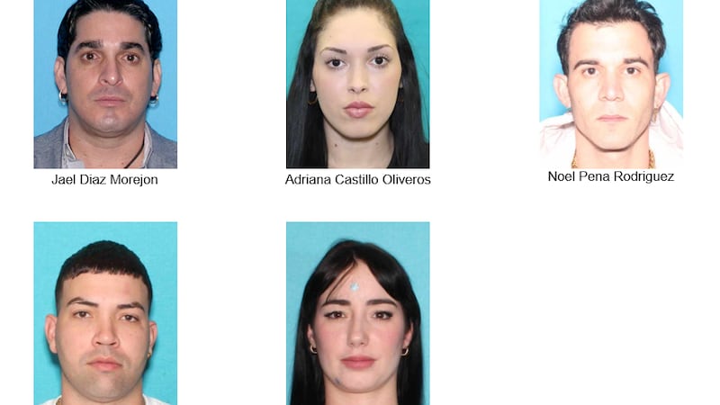 The operation led to the arrest of five suspects: Jael Diaz Morejon, Adriana Castillo...