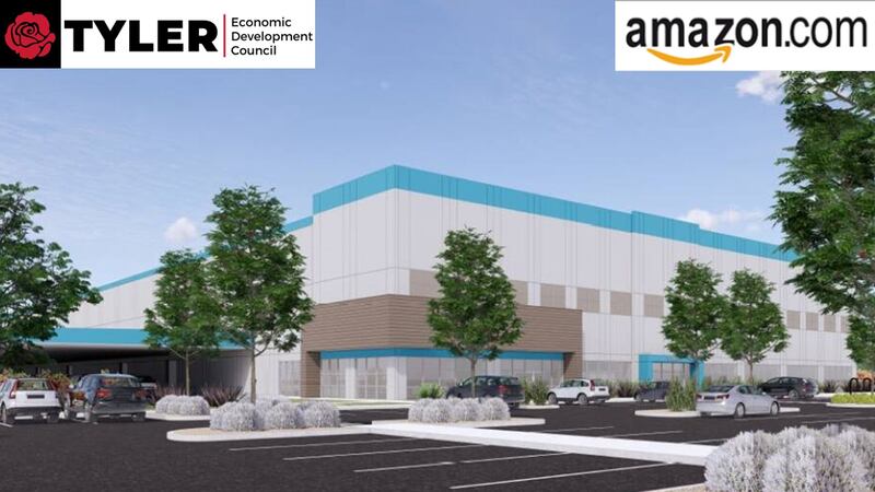 Un render muestra las instalaciones de Amazon que se construirán en Tyler.