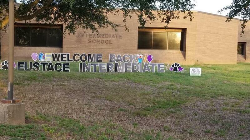 In this August 2018 file photo, a sign welcomes students to Eustace Intermediate School.