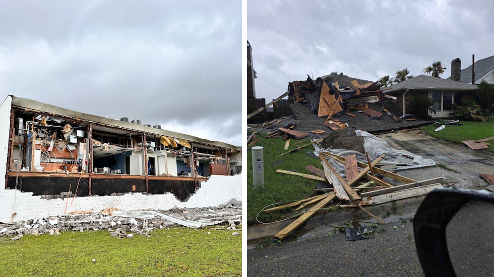Se observan daños en Metairie, cerca de Airline Drive y Labarre Road (izquierda), y en las...