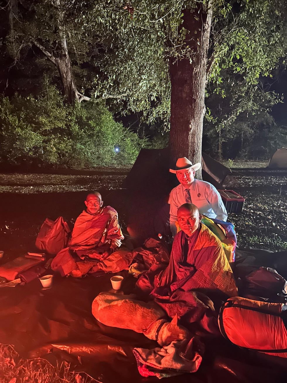 Sheriff Colton Havard shared on Wednesday evening that the monks are warmed by a fire tonight...