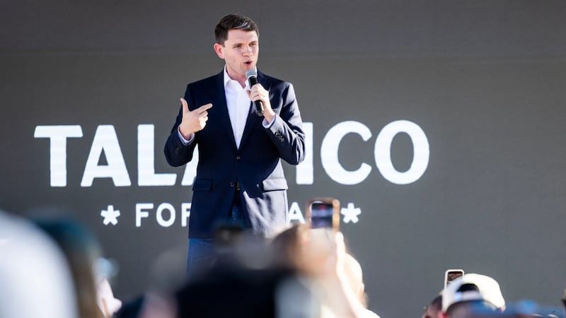 State Rep. James Talarico, the Democratic nominee for U.S. Senate, campaigns at Celis Brewery...