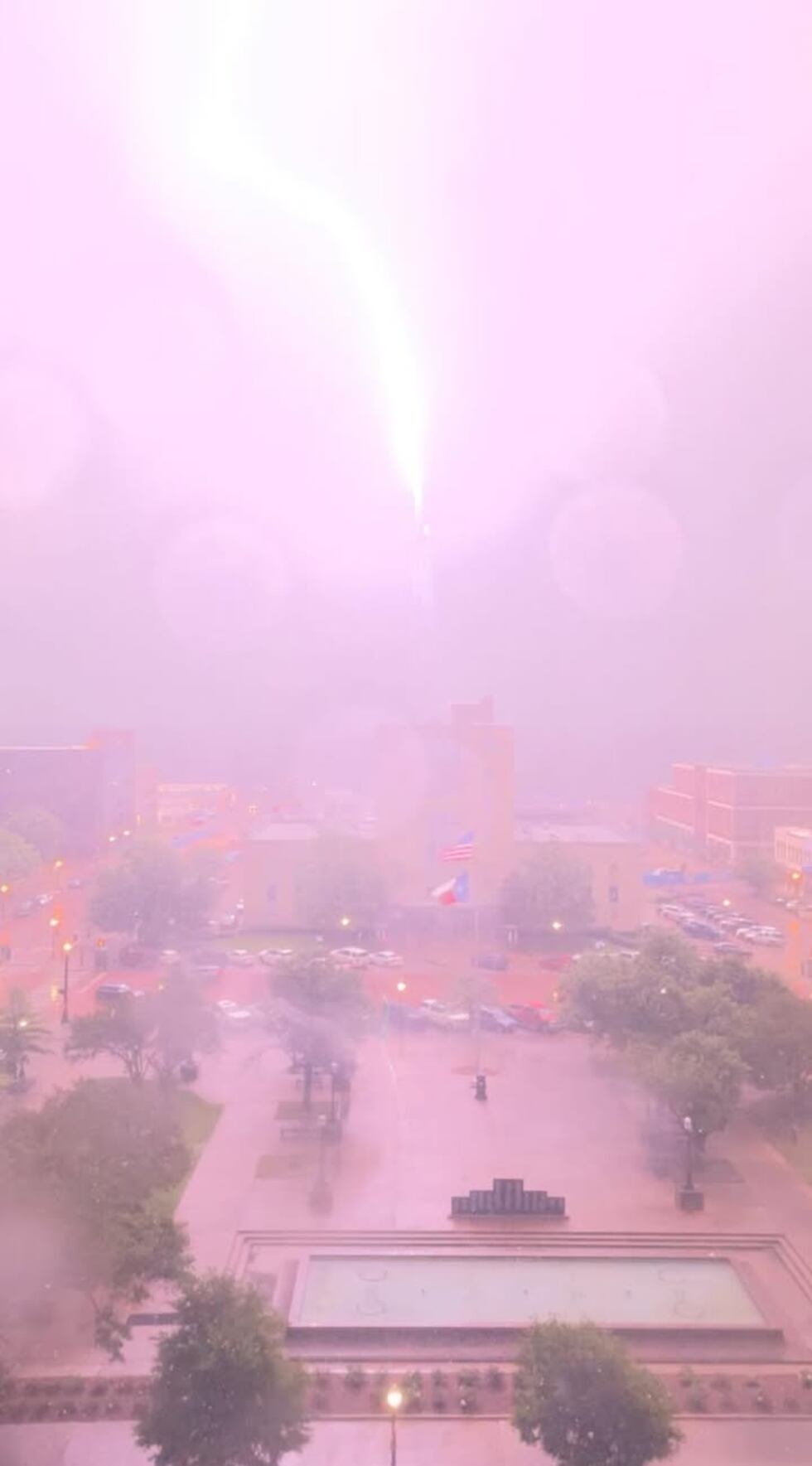 Lightning strikes crane in downtown Tyler