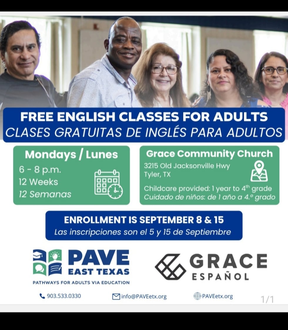 Grace en Español ofrece clases gratuitas de inglés, incluyendo servicio de guardería