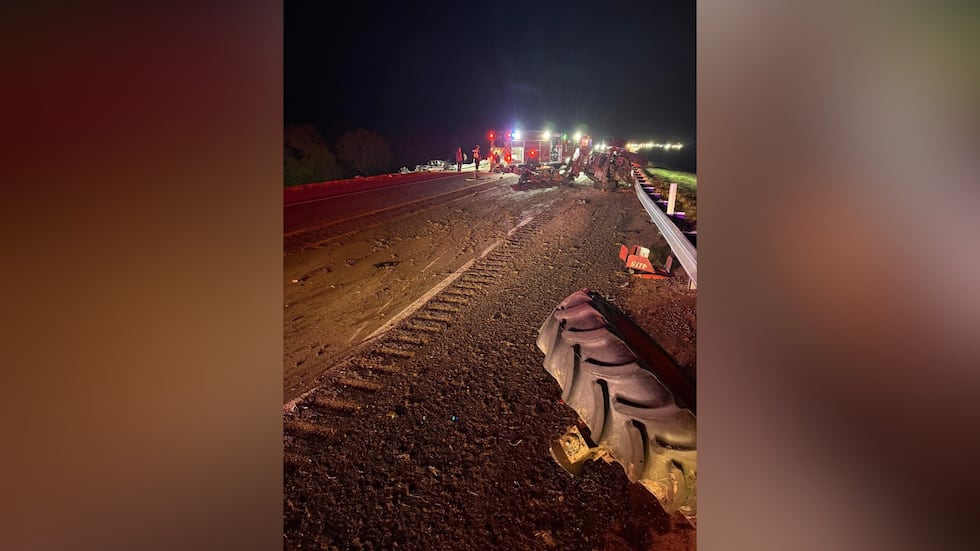 Firefighters have been able to open up one side of the road and are directing traffic,...