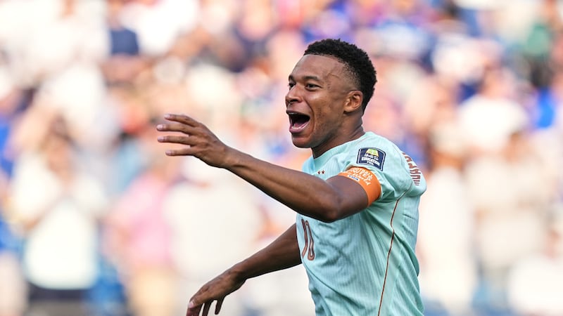 Kylian Mbappé celebra tras la victoria de Francia contra Marruecos en la victoria 1-0 en los...