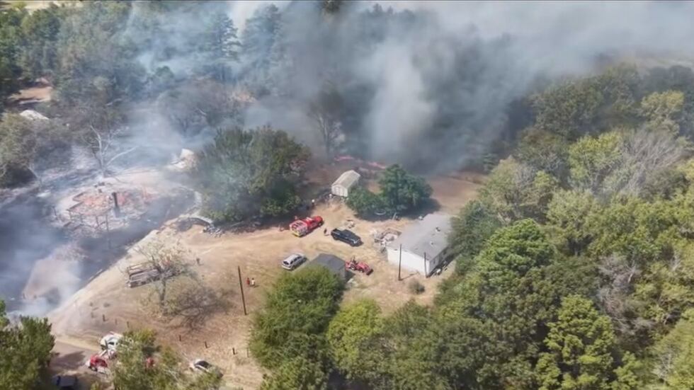 Two people are displaced after a Wednesday fire destroyed a Kilgore home and spread to the...