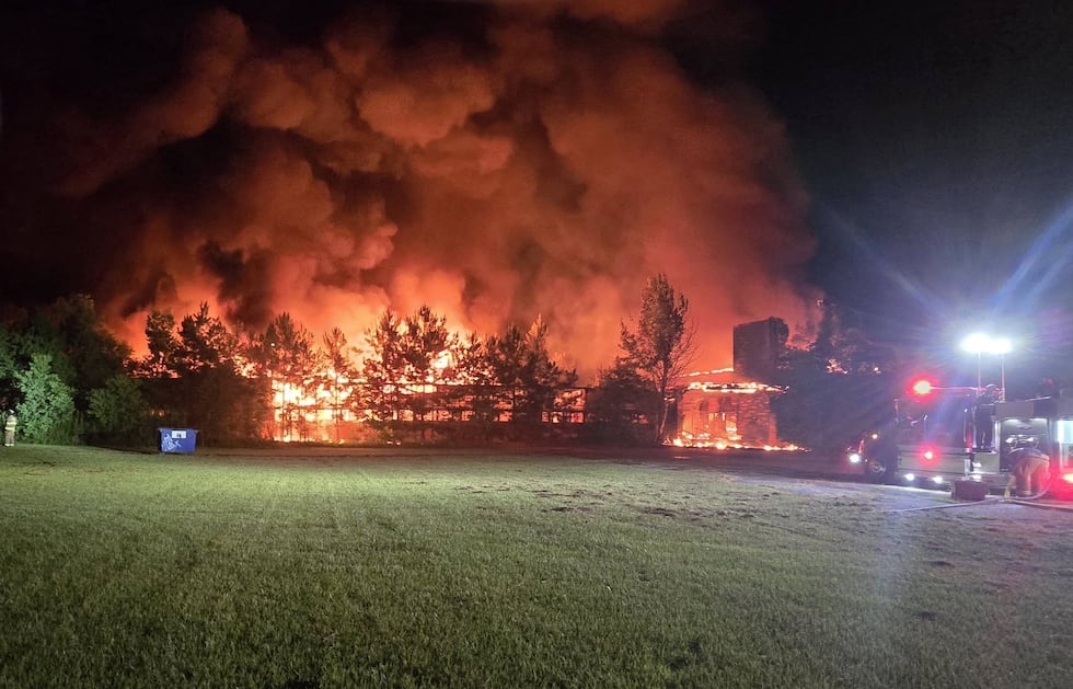 A fire destroyed the old Warren Junior High School early Sunday morning.