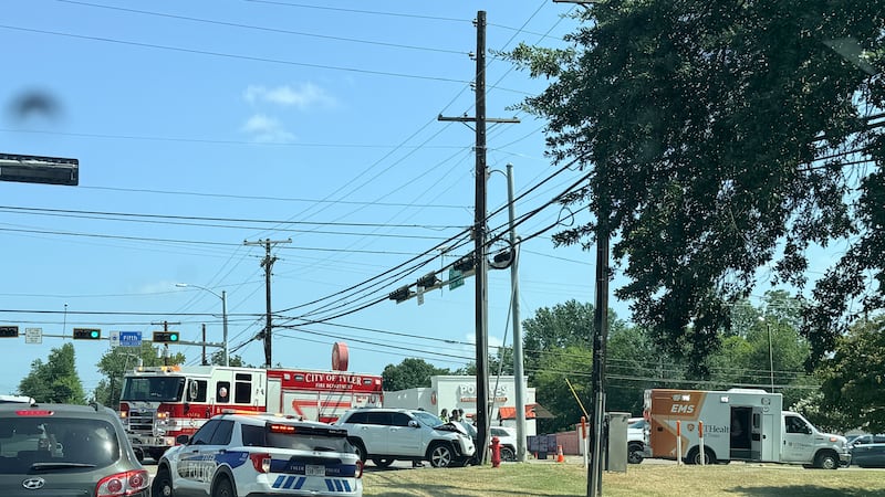 EMS responds after vehicle crashes into Tyler power pole