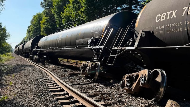 Train carrying hazardous materials derails in Harrison County