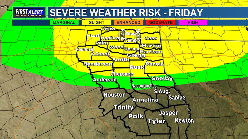 Severe weather risk for Friday.