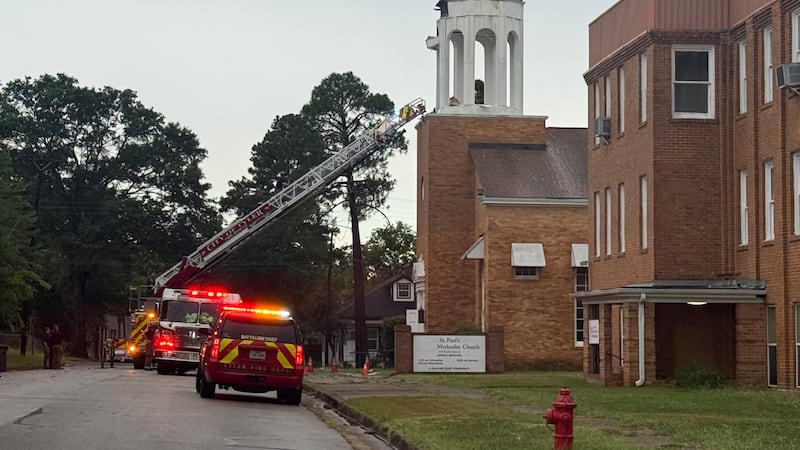 A lightning strike damaged a Tyler church steeple Tuesday afternoon.