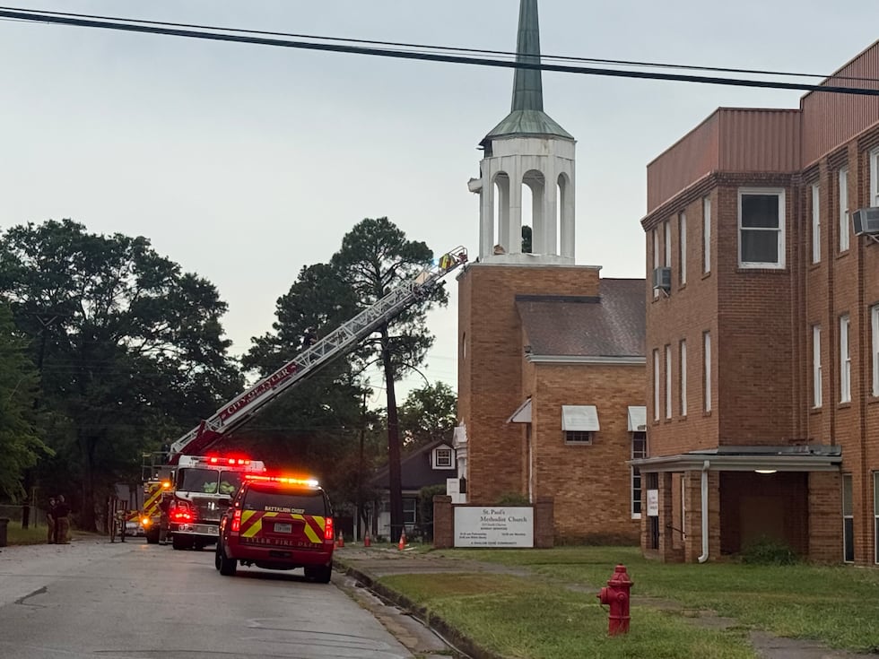 A lightning strike damaged a Tyler church steeple Tuesday afternoon.