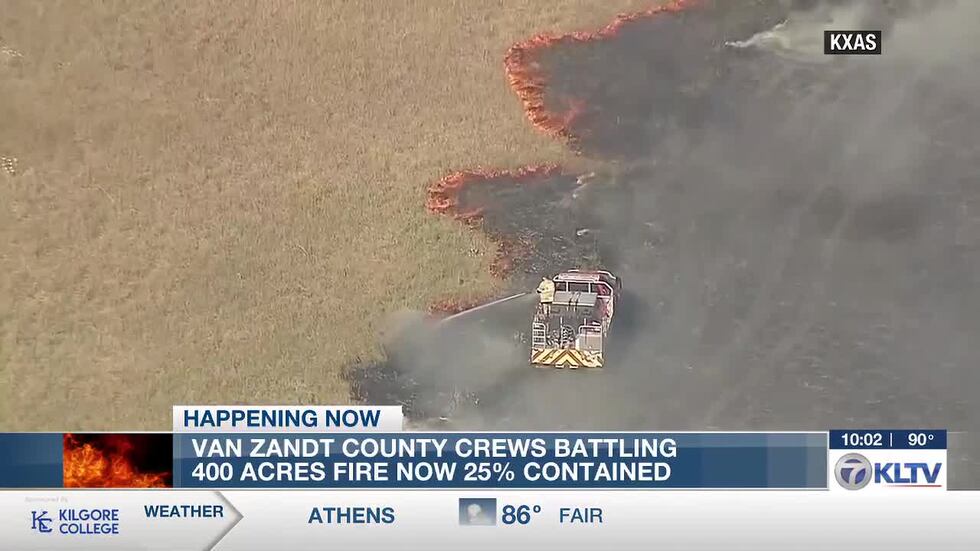 Van Zandt County fire spreads to 550 acres, containment at 50 percent