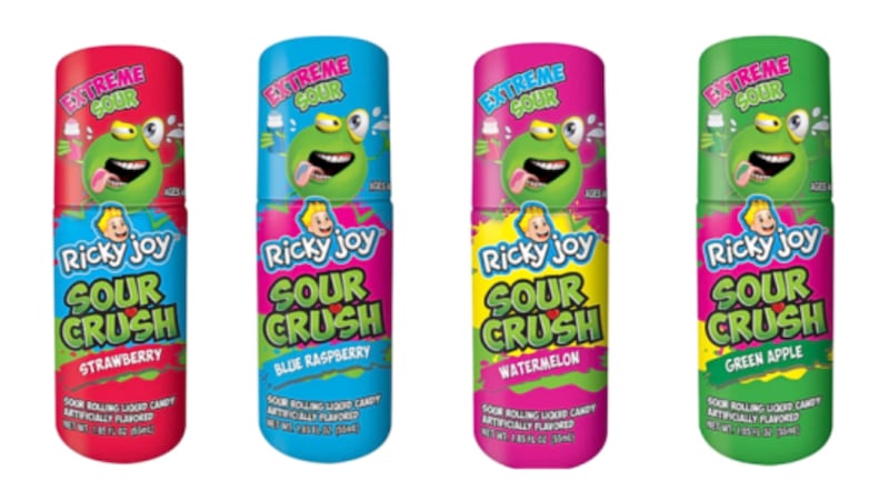 More than 2.3 million bottles of Sour Crush rolling liquid candy were recalled because the...