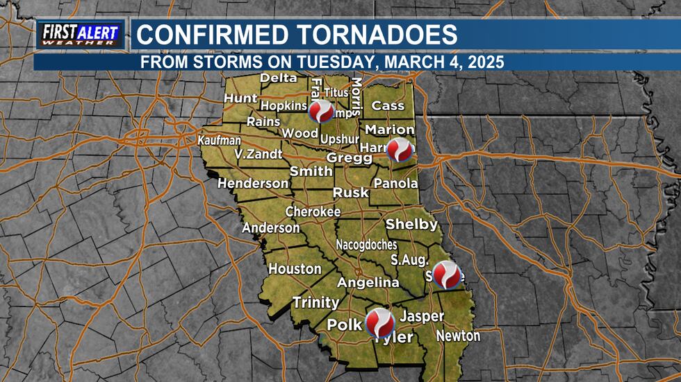 Confirmed Tornadoes from Tuesday's Storms