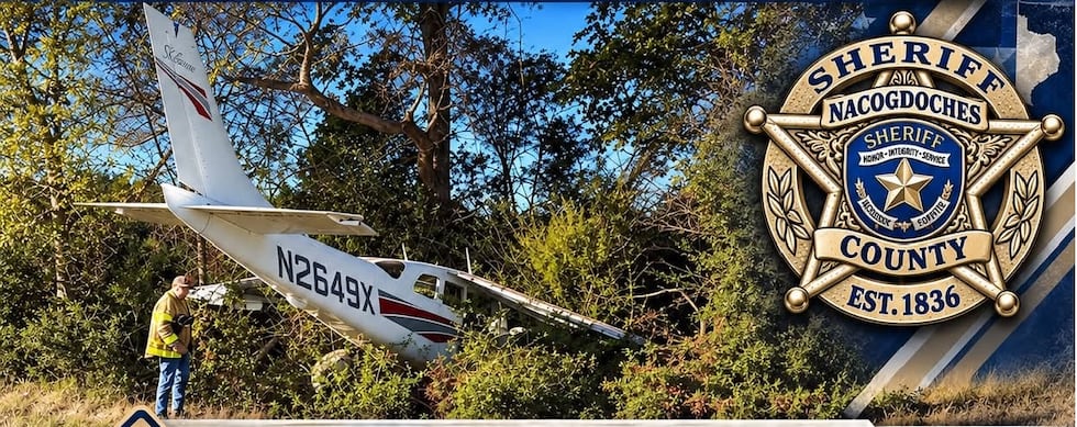 Single-engine plane down on FM 343 in Nacogdoches County