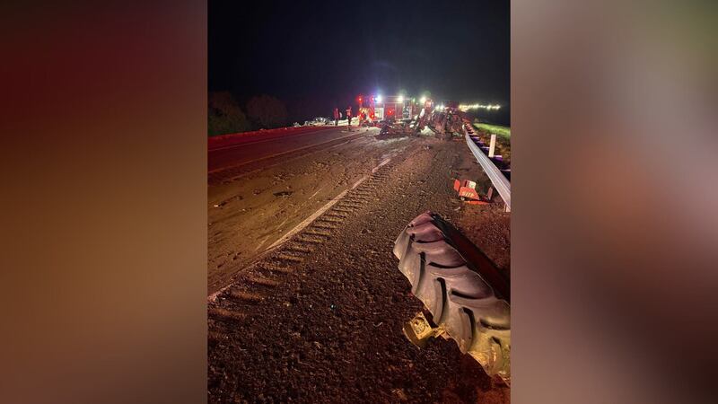 Firefighters have been able to open up one side of the road and are directing traffic,...